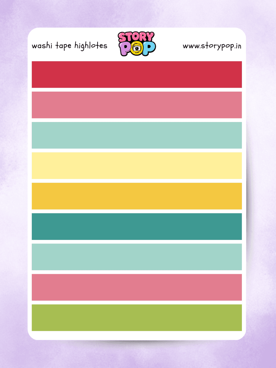 Highlighter colour washi tape style sticker strips