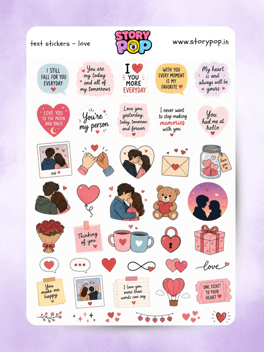 Romantic love quote sticker sheet for couple albums and anniversary gifts
