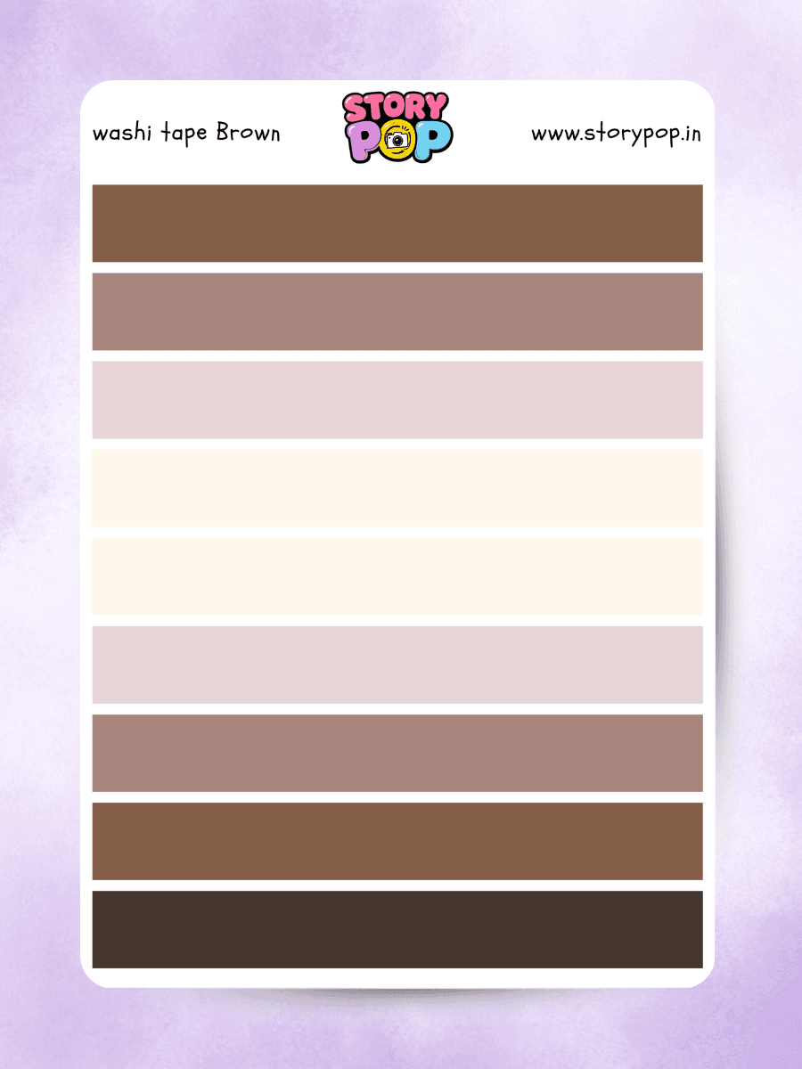 Neutral brown washi tape style sticker strips